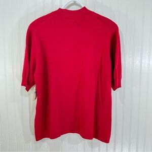 NWT Coldwater Creek Cherry Red Short Sleeve Mock Turtleneck Sweater Size 16